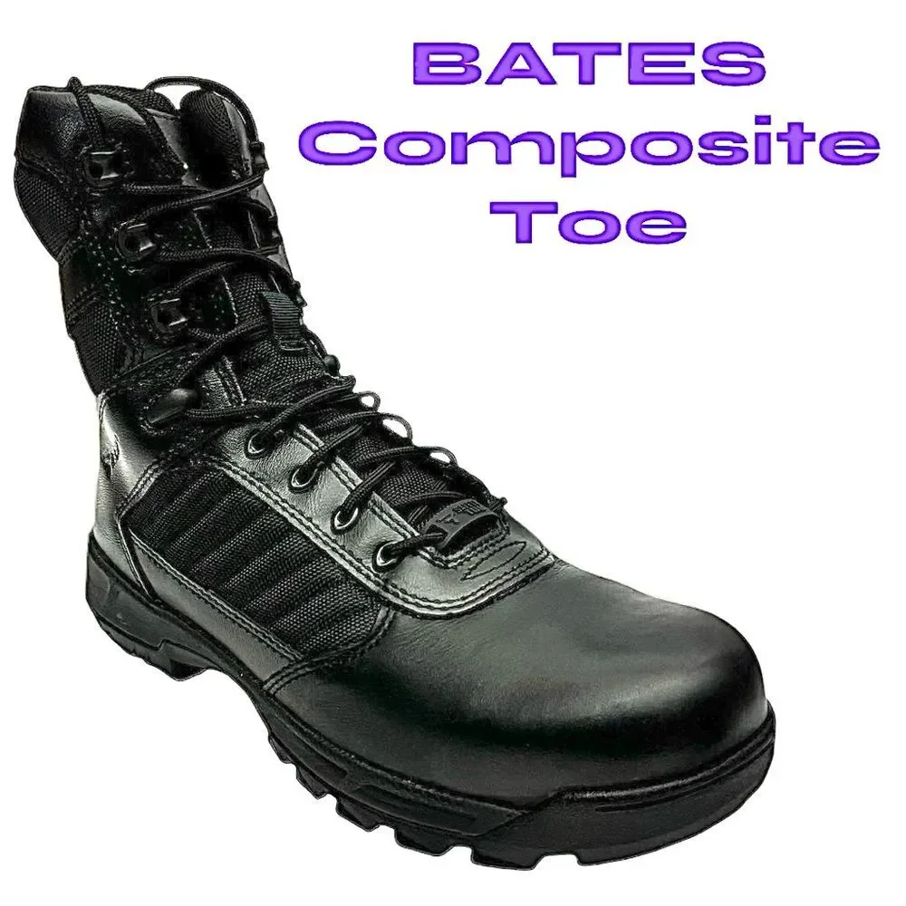 BATES Men's Tactical Boots Lightweight Composite Toe High Top Side Zip Size 10 M